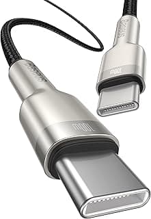 كابل بيسوس Cafule Series بقدرة 100 وات PD 5A للشحن السريع، USB C إلى USB C، مجدول من النايلون، لنقل البيانات بسرعة 480 ميجابت/ثانية (1 متر) - أسود