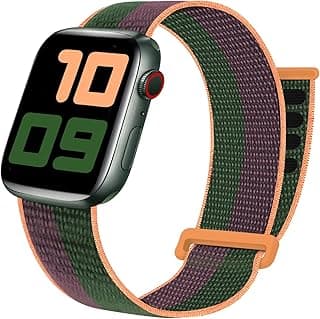 Nylon Solo Loop Compatible with Apple Watch Strap 42 mm 44 mm 45 mm for Men Women Sport Adjustable Rubber Bands Braided Bracelet for iWatch Series 7/6/5/4/3/2/1, SE, Dark Cherry/Forest Green