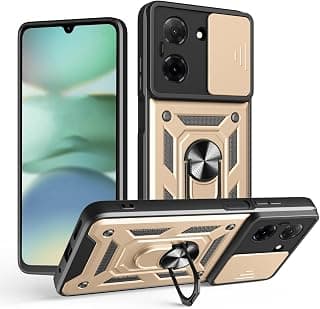Armor Case, Heavy Duty Shockproof Armor Cover with Camera Shield, 360° Ring Kickstand & Ring Holder Stand Compatible with Xiaomi Redmi A5 (Gold)