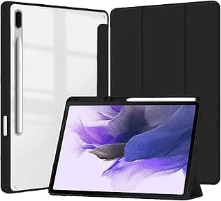 جراب لجهاز سامسونج Galaxy Tab S8/S7 مقاس 11 بوصة، غطاء حماية أكريليك شفاف ناعم (أسود)