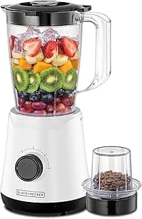 Black & Decker 500W 1.5L Blender with Grinder Mill, White - BX520-B5