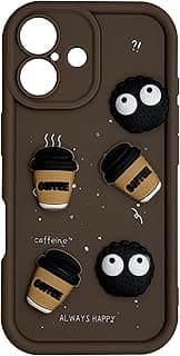 Mobile Magic Silicon TPU Camera Protection Case with 3D Candy Shapes For Apple iPhone 16 6.1-inch (Coffee & Chocolate)