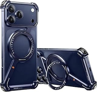 Omio for iPhone 17 Pro Max Bumper Case Compatible with MagSafe, Magnetic Kickstand Slim Aluminum Metal Frameless Borderless Minimalist Design Z Case Shockproof Stand Cover for Men Deep Blue
