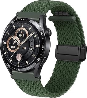 استيك مغناطيسي 20mm لسامسونج Galaxy Watch 7/6/5/4/FE مقاس 40mm 44mm/Watch 6/4 Classic مقاس 47mm 43mm 46mm 42mm/Watch 5 pro 45mm/3 41mm/Active 2، استيك رياضي نايلون مضفر