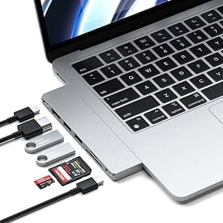 موزع USB-C بـ 7 منافذ متعدد الوظائف Pro Slim، دونجل USB C، شحن 100 وات، HDMI 4K، USB 4، USB 3.2 Gen 2، قارئ بطاقات SD/Micro لأجهزة ماك، ماك بوك اير/برو M4/M3/M2/M1 - فضي