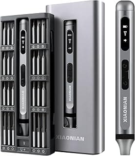 طقم مفكات كهربائي 52 في 1، XIAONIAN 3.7V صغير دقيق مع 48 رأس مغناطيسي S2، كابل شحن USB-C، إضاءة LED، طقم أدوات صيانة للموبايل والساعات والنظارات والكمبيوتر