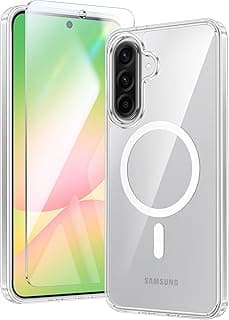 جراب لهاتف سامسونج Galaxy A56 5G: شفاف مغناطيسي مقاوم للصدمات ومعالج ضد الاصفرار - غطاء حماية متين (شفاف)