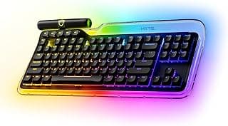 كيبورد ميكانيكي TKL، تصميم عصري، قابل للتخصيص، سلكي، إضاءة RGB، مفاتيح Fluffy Lavender Linear - لون كريستال/أسود