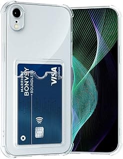 جراب AKABEILA لهاتف iPhone X/XS شفاف نحيف، جراب سيليكون TPU ناعم مع مكان للكروت، مضاد للصدمات 5.8 بوصة