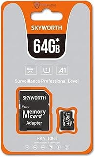 كارت ميموري مايكرو اس دي 64 جيجابايت لكاميرات المراقبة U1 A1 XC مع محول - من سكاي ورث SKY-T064