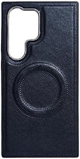 Leather Case Compatible with Samsung Galaxy S24 Ultra, Support Magnetic Charging Hard Shockproof Premium Leather Material (Black)