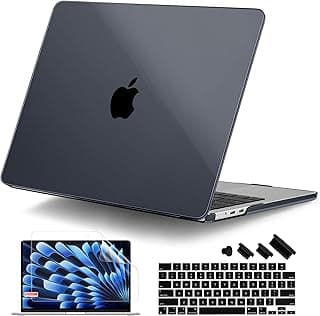 جراب DONGKE لجهاز ابل MacBook Air مقاس 15 بوصة M5 M4 M3 M2، غطاء حماية صلب متوافق مع بصمة الإصبع وشاشة Liquid Retina - كريستال أسود