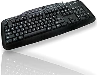 لوحة مفاتيح وسائط متعددة GM-7000 من جيجاماكس - USB سلكي - تصميم إنجليزي وعربي - لوحة مفاتيح لسطح المكتب ومحطة العمل