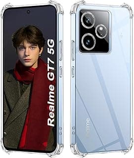 جراب متوافق مع Realme GT7 5G/Realme GT 7 / Realme GT 7T، امتصاص صدمات هوائي، حماية كاملة للجسم، جراب سيليكون TPU ناعم ونحيف للغاية - شفاف