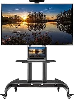 حامل تلفزيون متحرك بعجلات للشاشات LCD و LED و OLED و Plasma مقاس 55 - 85 بوصة، يتحمل حتى 200 رطل، موديل AVA1800-70-1P (أسود)