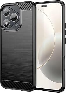 جراب TPU بتصميم ألياف الكربون مضاد للبصمات والصدمات متوافق مع Honor 400 Lite (أسود، Honor 400 Lite)