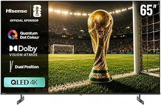65 Inch QLED 4K VIDAA Smart TV, Dolby Vision Atmos, 4K AI Upscaler, Game Mode Plus, Voice Control, Black - 65Q6N (Free Installation)