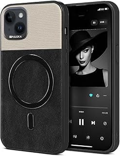 Premium Leather Magnetic Case for iPhone 15 (6.1 Inch) Compatible with MagSafe – Shockproof Protective Cover with Full Camera Protection, Slim Luxury Design (Black)