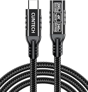 كابل تمديد USB C 3.2 طول 3.3 قدم، شحن سريع 240 وات، مخرج فيديو 4K@60Hz، نقل بيانات 20 جيجابت في الثانية، متوافق مع ثاندربولت 4/3، ايفون 16/15، ايباد، سامسونج جالكسي S24/S23، لابتوب