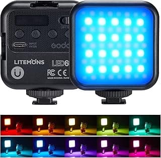 مصابيح فيديو ليد LED6R بلون ار جي بي قابلة لاعادة الشحن 1800 مللي امبير في الساعة 3200k-6500k سي ار اي 95 وتاثيرات اضاءة 13FX ووضع HSI مناسبة اكسسوارات بث مباشر لليوتيوبر بتصميم مغناطيسي من جودوكس