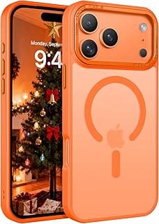 Magnetic Case for iPhone 17 Pro Max, Compatible with MagSafe, Full Protective Shockproof Case, Translucent Anti-Scratch Case Cover for Men Women iPhone 17 Pro Max 6.9 Inches-Cosmic Orange