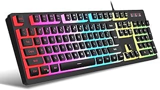 كيبورد جيمنج ميكانيكال باضاءة RGB - تصميم احترافي 104 زر - كابل 1.5 متر - منفذ USB - يدعم مختلف الانظمة - GK-915P