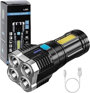 مصباح يدوي ليد 4 في 1 قابل لإعادة الشحن من شيونام، بقوة 3 وات ومنفذ USB، يتميز بشعاع قوي لمسافات طويلة، و4 أوضاع إضاءة للطوارئ والأماكن الخارجية والداخلية، والمشي، والتخييم