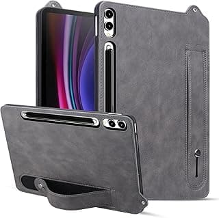 GO for Samsung Galaxy Tab S11 Ultra 14.6-Inch Leather Case with S Pen Holder, Adjustable Wristband Stand & Anti-Fall Protection - Slim Protective Cover (Grey)