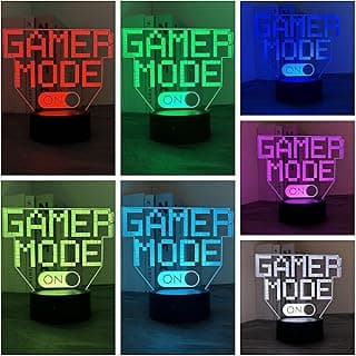 مصباح ليلي بتصميم Gamer Mode On لديكور مكتب الجيمرز، مصباح وهمي 3D بتصميم ألعاب مع إضاءة LED تتغير بـ 16 لوناً وتحكم عن بعد باللمس، هدية عيد ميلاد للرجال والنساء والشباب