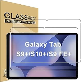 عبوة 2 قطعة حماية شاشة زجاج مقوى لسامسونج جالكسي تاب S10 Plus 2024/S9 Plus/S7 FE 5G/S8 Plus/S7 Plus، مقاس 12.4 بوصة، متوافقة مع قلم S Pen