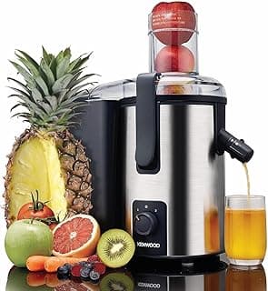 Juicer 700W Stainless Steel Juice Extractor with 75mm Wide Feed Tube, 2 Speed, Transparent Juice Jug, Pulp Container, Anti Drip for Home, Office, Restaurant &Cafeteria JEM50.000BS Silver/Black