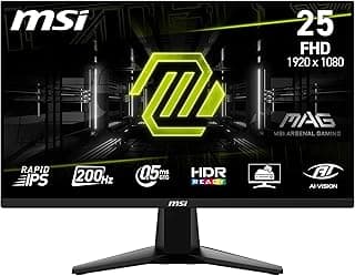 شاشة ألعاب ماج 255F E20 24.5بوصة FHD IPS 1920×1080 رابيد IPS 200Hz 0.5 ms جاهزة مدى ديناميكي عالي ايه ام دي فري سينك عناية للعين رؤية ذكاء اصطناعي HDMI2.0b DP 1.2a بلا إطار حامل فيسا من ام اس اي أسود