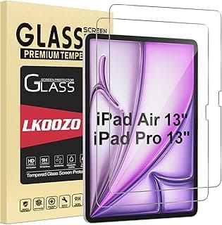 Pack of 2 Tempered Glass Protective Glass for iPad Air 13 Inch M3/M2 (2025/2024) and iPad Pro 13 Inch M5/M4 (2025/2024), Anti-Bubble, 9H Hardness, Scratch-Resistant