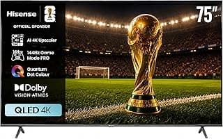 هايسينس تلفزيون ذكي 75 بوصة QLED 4K VIDAA، دولبي فيجن اي كيو، وضع اللعب برو 144 هرتز، مضخم صوت مدمج، تحكم صوتي، اسود - 75Q7N (تركيب مجاني)