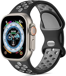 حزام ساعة Dl3 موبيلاك متوافق مع ابل واتش مقاس 49mm 45mm 44mm 42mm 41mm 40mm 38mm، حزام رياضي سيليكون مسامي بديل لساعات iWatch Ultra/Ultra2 وسلسلة 9/8/7/6/5/4/3/2/1/SE/SE2