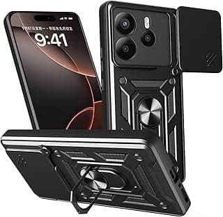 Case Cover Shock resistant UNBLACK Sliding CamShield TPU + PC Compatible with Redmi Note 14 4G (Black)