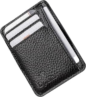 Genuine Leather Card Case for Men and Women, size 11x8 cm, featuring 8 pockets inside. This small-sized, slim wallet by Dipelle combines style and functionality (Black-clarks)