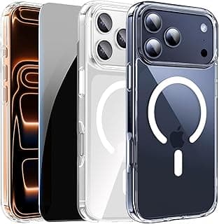 Shockproof Case for iPhone 17 Pro Max Clear with Privacy Screen Protector Shockproof Slim Cover Compatible with MagSafe Magnetic for iPhone 17 ProMax 6.9" 5G Cover-Transparent