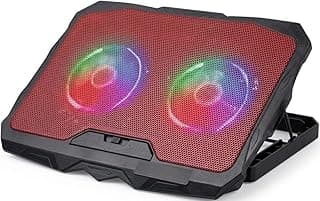 قاعدة تبريد لابتوب ZR750-4 مراوح صامتة عالية السرعة مع إضاءة LED، سطح شبكي معدني، حامل بارتفاع قابل للتعديل، مبرد يعمل بـ USB للابتوب جيمنج 14-17 بوصة، ماك بوك (أسود)