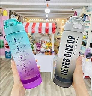 Sports Water Bottle 1 Liter – Durable Plastic Drinking Bottle with Leak-Proof Lid for Travel, Gym, Outdoor, and Fitness – Reusable & Lightweight, Assorted Colors