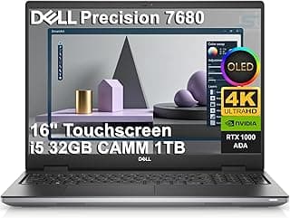 Dell Precision 7680 Mobile Workstation Laptop (16" OLED 4K UHD+ Touchscreen, NVIDIA RTX 1000 Ada 6GB, Intel 14-Core i5-13600HX (> Ultra 7-155H), 32GB DDR5, 1TB SSD) Pro Max for Engineer, Win 11 Pro