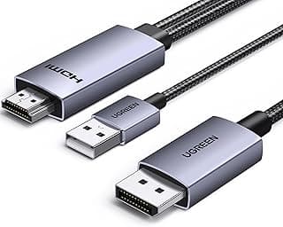 كابل HDMI إلى منفذ عرض 4K@60Hz نشط HDMI إلى DP نقل أحادي الاتجاه HDR، دولبي، HDCP1.4/2.3، 21.6Gbps من الألومنيوم المتين المكرر ووضع التوسيع، يدعم الشاشة واللابتوب والكمبيوتر المكتبي من يوجرين