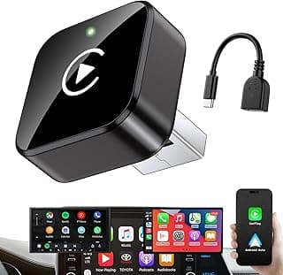 محول كاربلاي لاسلكي اي جينجون إصدار 2025 بتصميم ميني، توصيل وتشغيل USB/USB-C يحول الكاربلاي إلى لاسلكي - سهل الاستخدام اتصال سريع ومستقر لهواتف ايفون