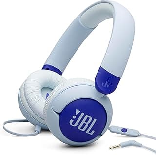 سماعة JBL Junior 320 سلكية للأطفال فوق الأذن، صوت آمن (<85dB)، ميكروفون مدمج، مناسبة للأطفال مع ملصقات - أزرق