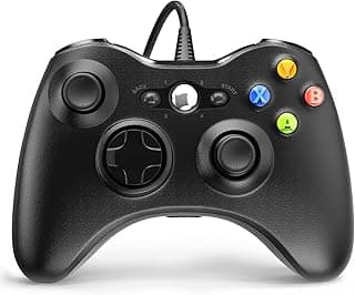 يد تحكم سلكية YAEYE لجهاز Xbox 360، يد تحكم للألعاب مع اهتزاز مزدوج وتيربو متوافقة مع Xbox 360/360 Slim والكمبيوتر