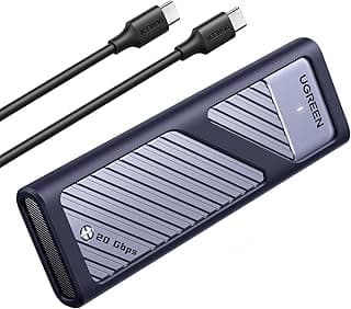ذاكرة مستديمة ساتا SSD 20 جيجابايت في الثانية USB C 3.2 الجيل 2×2، حاوية M.2 SSD وقاعدة تبريد لـ NVMe SSD وساتا من مفتاح M-Key/ M+B في 2280/2242/2230/2260 لماك بوك واتش بي 14 برو وايفون من يوجرين