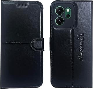 جراب جلد قلاب تغطية كاملة من Kaiyue لهاتف Oppo Reno 14F مع مسند وحماية للكاميرا (أسود)