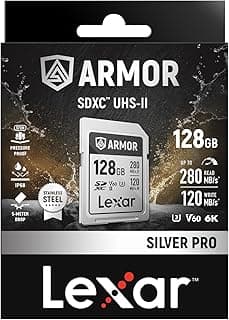 ARMOR SILVER PRO SDXC UHS-II Memory Card, 128 GB, Maximum Read Speed, 280 MB/s Maximum Write Speed, 120 MB/s 6K Support, Professional Video Recording Manufacturer