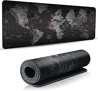 ارابيست قاعدة ماوس للالعاب كبيرة بتصميم خريطة العالم XL مع مضادة للانزلاق مقاومة للماء 70 × 30 سم حجم كبير للاعبين ولاعبي المكتب مطاط