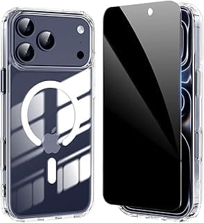 for iPhone 17 Pro Max Case with Privacy Screen Protector, Magnetic, Shockproof, Slim, Clear